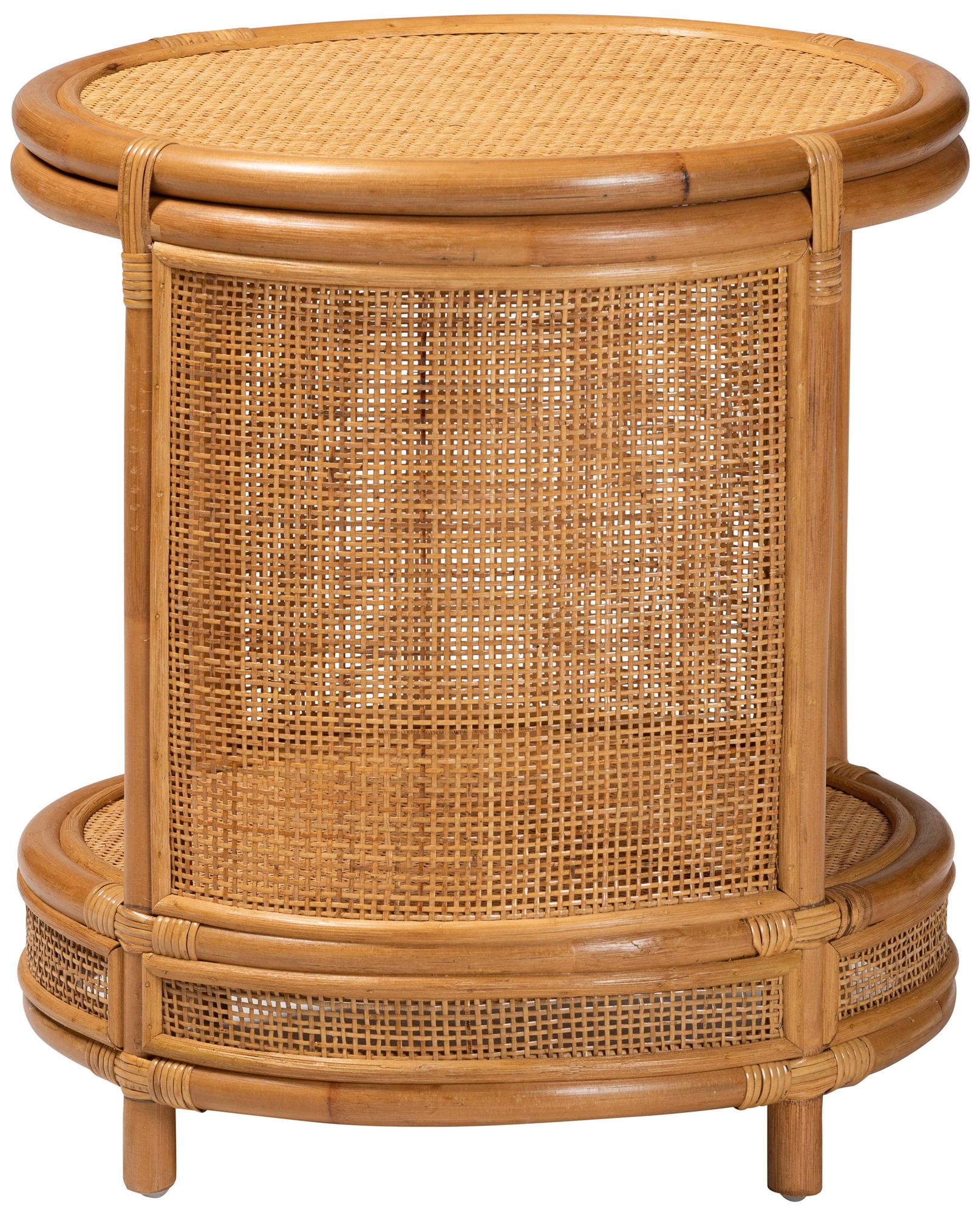 Louis 20" Wide Natural Brown Rattan Round End Table