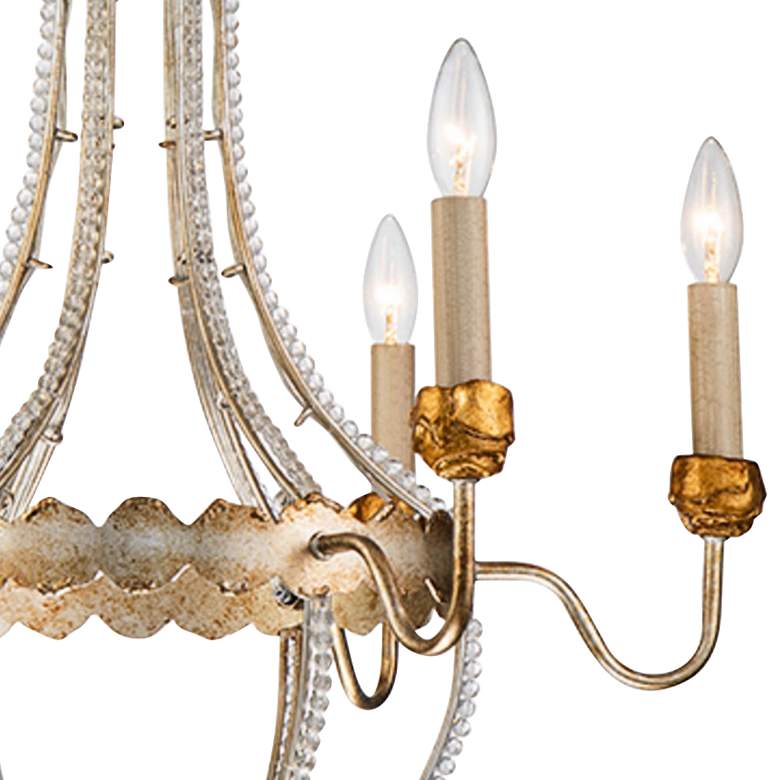 Image 2 Louis 25 inch Wide Distressed Silver and Gold 6-Light Chandelier more views