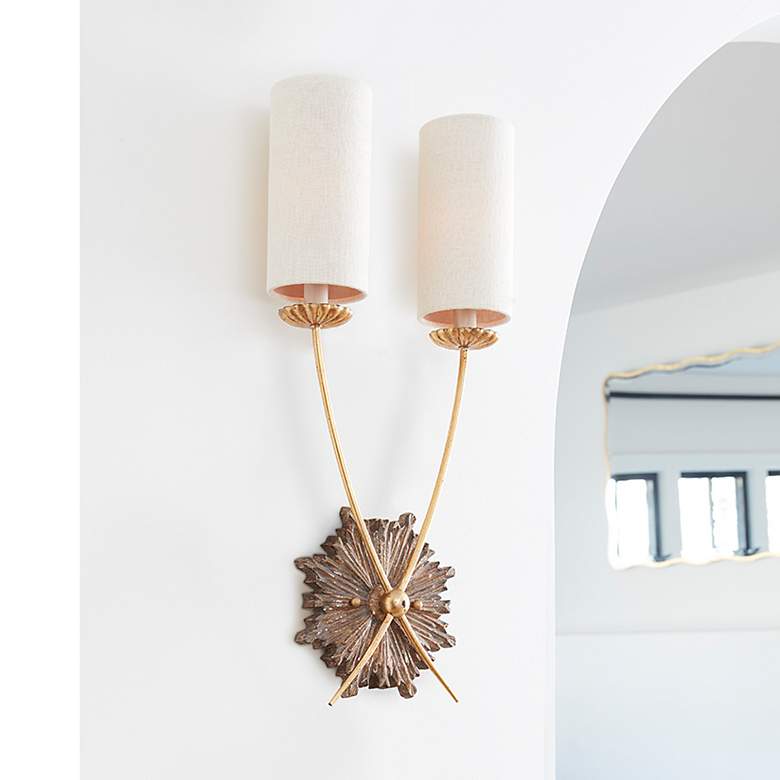 Image 1 Louis 28" High Antique Brass 2-Light Wall Sconce