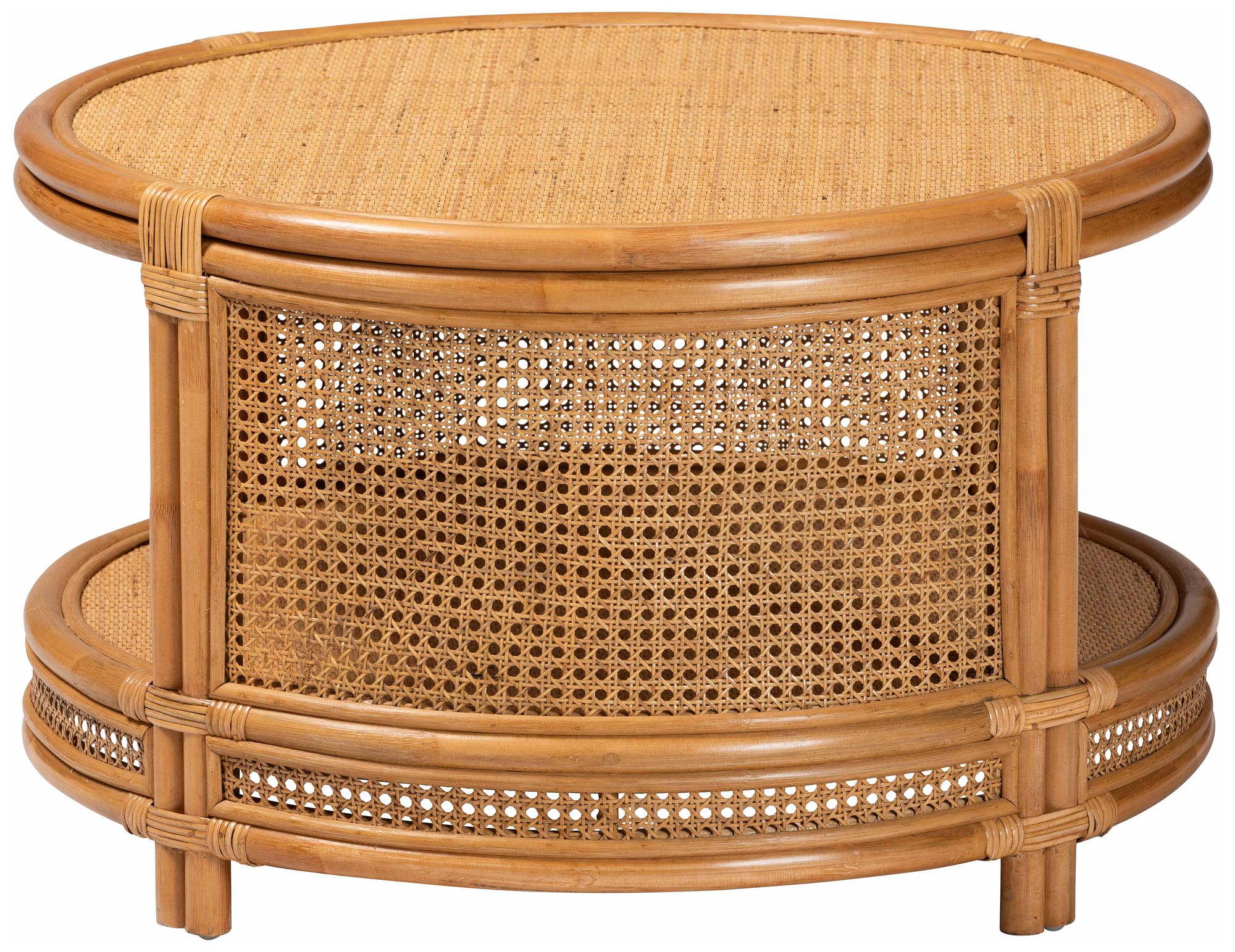 Louis 30" Wide Natural Brown Rattan Coffee Table
