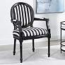 Louis Black White Striped Fabric Wood Armchair