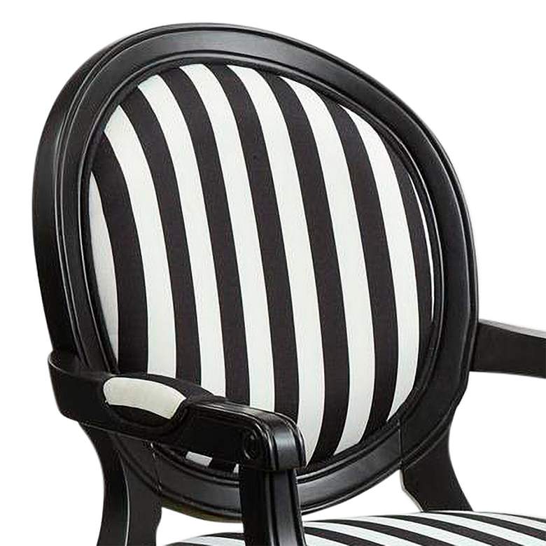 Image 3 Louis Black White Striped Fabric Wood Armchair more views