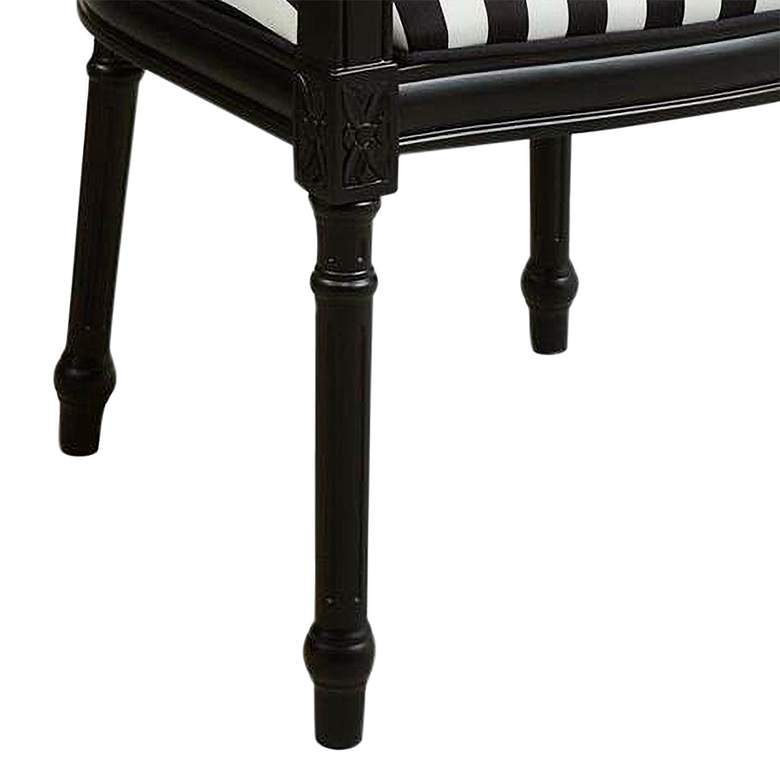 Image 4 Louis Black White Striped Fabric Wood Armchair more views