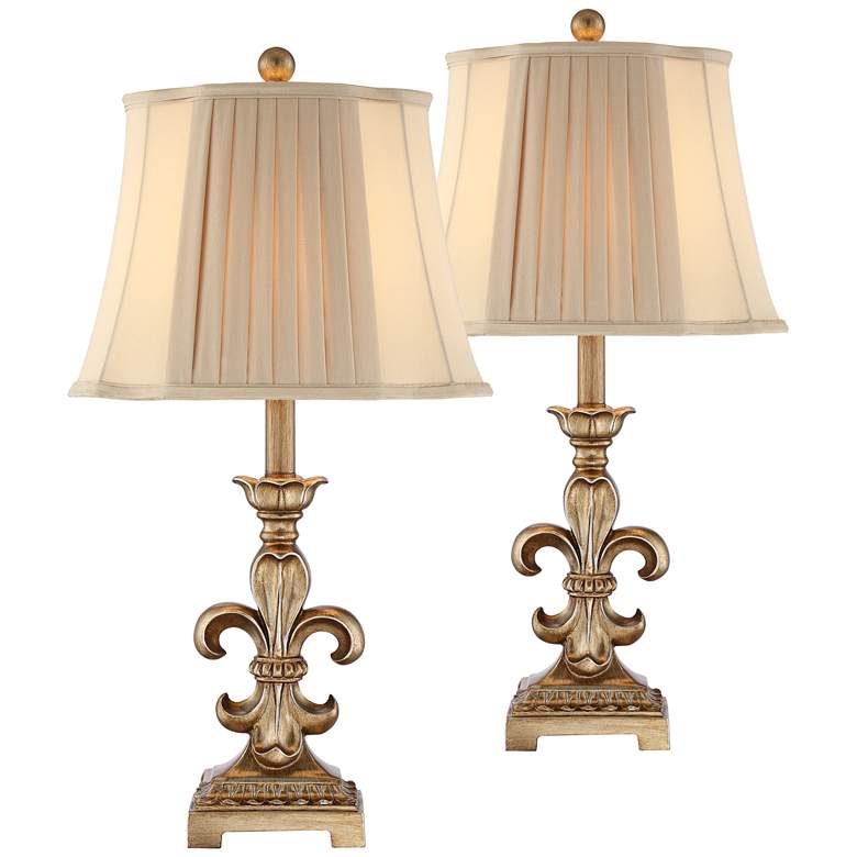 Louis Gold Finish Fleur-de-Lis Table Lamps Set of 2