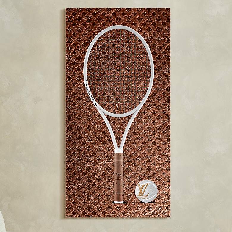 Image 1 Louis Litton Vibes Racket 24 inch x 48 inch Printed Glass Wall Art
