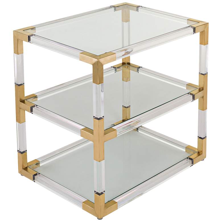 Image 1 Louisa 28" Wide Glass and Clear Acrylic Luxe End Table