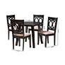 Louisa Beige Fabric 5-Piece Dining Table and Chairs Set