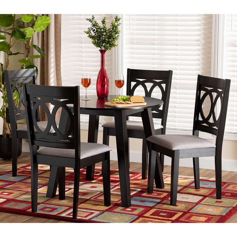 Image 1 Louisa Gray Fabric 5-Piece Dining Table and Chairs Set