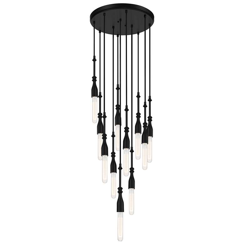 Image 1 Louise 15" Wide Matte Black 11 Light Chandelier