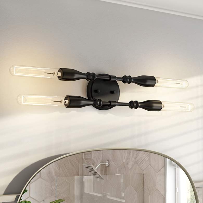 Image 1 Louise 16 1/4" Wide Matte Black 4-Light Vanity Bath Light