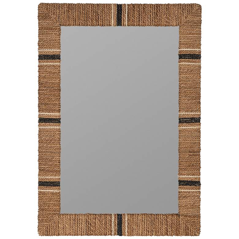 Image 2 Louise Natural Navy Tan Jute 28 1/4 inch x 40 1/2 inch Wall Mirror