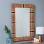 Louise Natural Navy Tan Jute 28 1/4" x 40 1/2" Wall Mirror