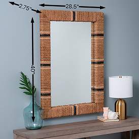 Image5 of Louise Natural Navy Tan Jute 28 1/4" x 40 1/2" Wall Mirror more views