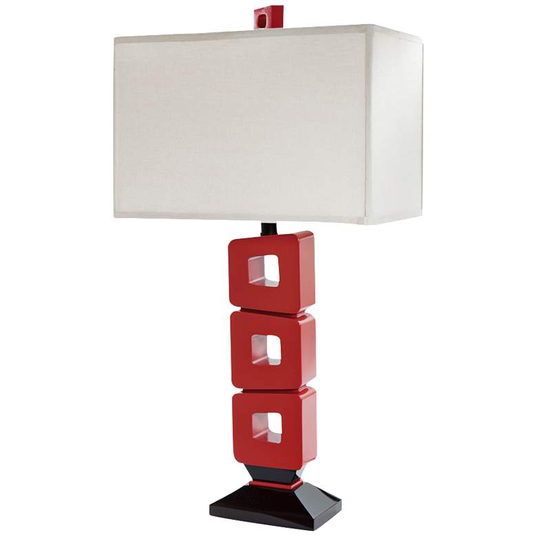 Image 1 Lounge Life Open Square Red Table Lamp