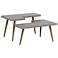 Loupe L-Shaped Modern Concrete Coffee Tables with Tripod Legs Set of 2