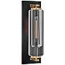 1_Lourde 18"H Black with Heritage Brass LED Outdoor Wall Light