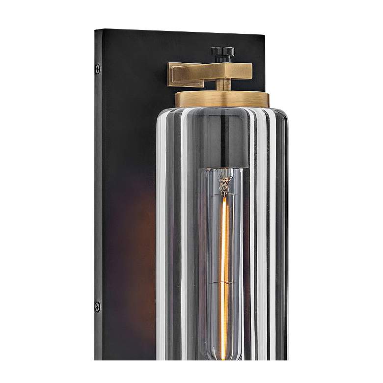 Image 2 Lourde 18"H Black with Heritage Brass LED Outdoor Wall Light more views