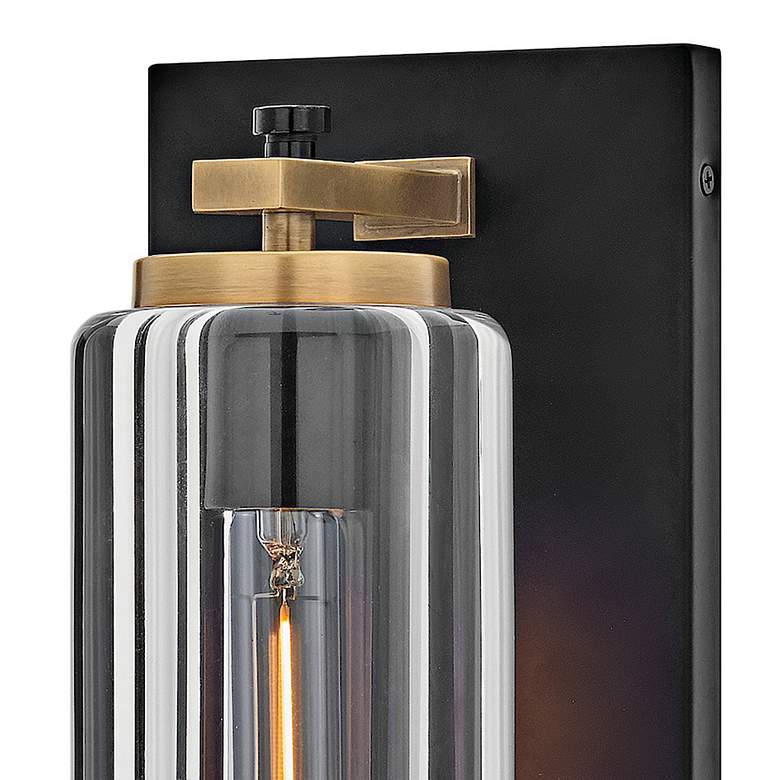 Image 3 Lourde 18"H Black with Heritage Brass LED Outdoor Wall Light more views