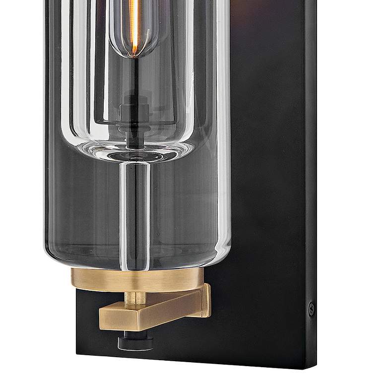 Image 4 Lourde 18"H Black with Heritage Brass LED Outdoor Wall Light more views