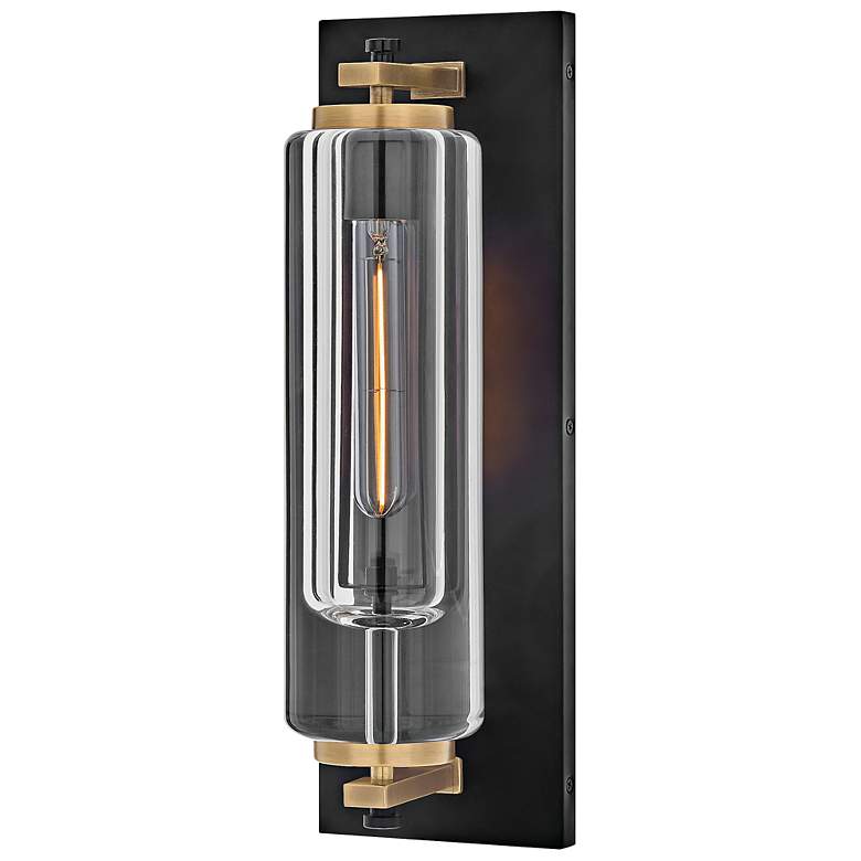 Image 5 Lourde 18"H Black with Heritage Brass LED Outdoor Wall Light more views