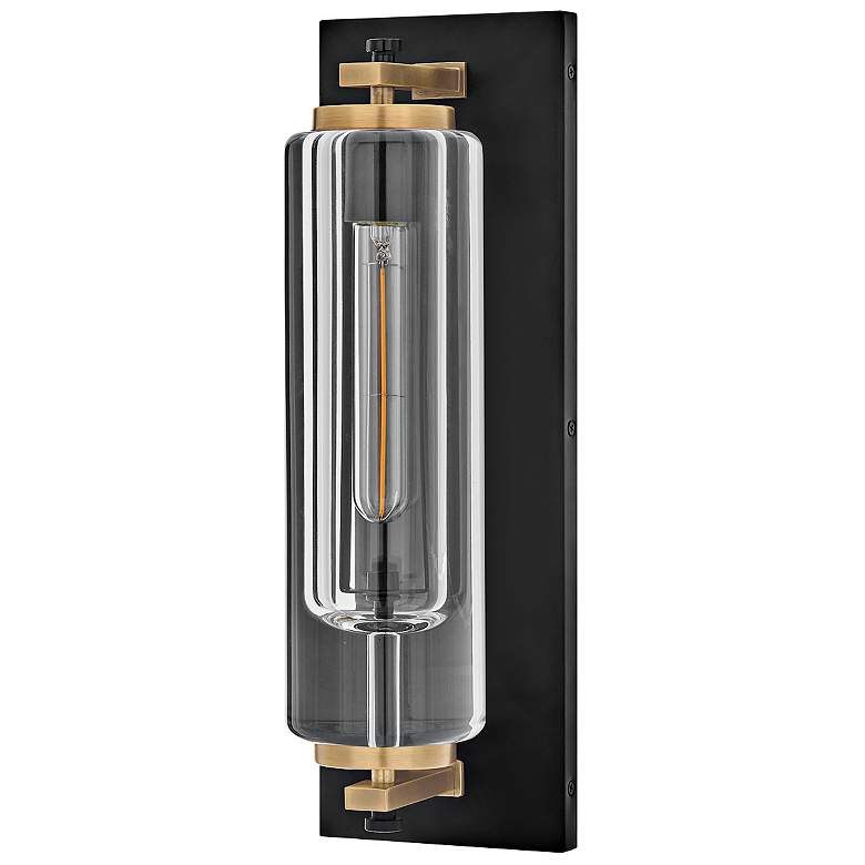 Image 6 Lourde 18"H Black with Heritage Brass LED Outdoor Wall Light more views
