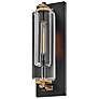 7_Lourde 18"H Black with Heritage Brass LED Outdoor Wall Light more views