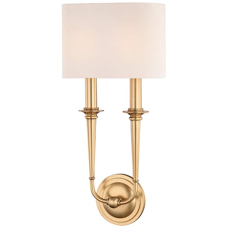 Image 1 Lourdes 2 Light Wall Sconce Aged Brass