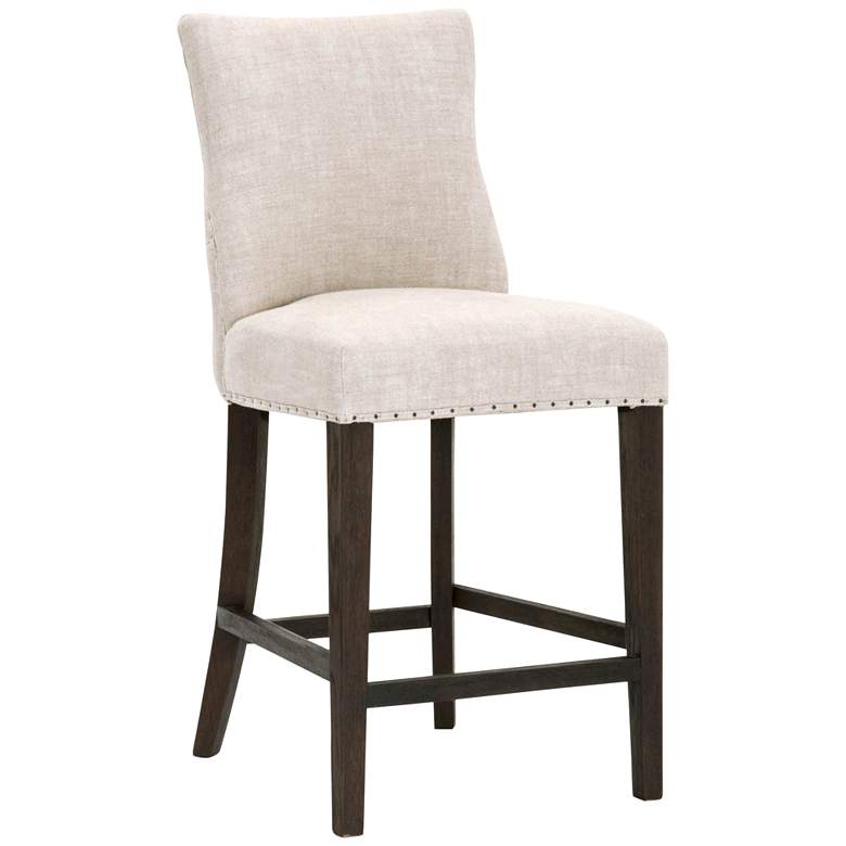 Image 1 Lourdes 26 1/2" Bisque French Linen Tufted Counter Stool