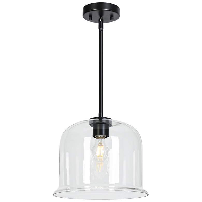 Image 1 Louta 11.8" Wide Black 1-Light Dome Pendant Light