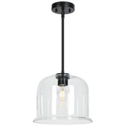 Louta 11.8" Wide Black 1-Light Dome Pendant Light