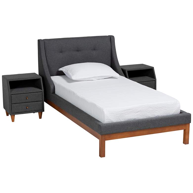Image 2 Louvain Dark Gray Fabric 3-Piece Twin Size Bedroom Set