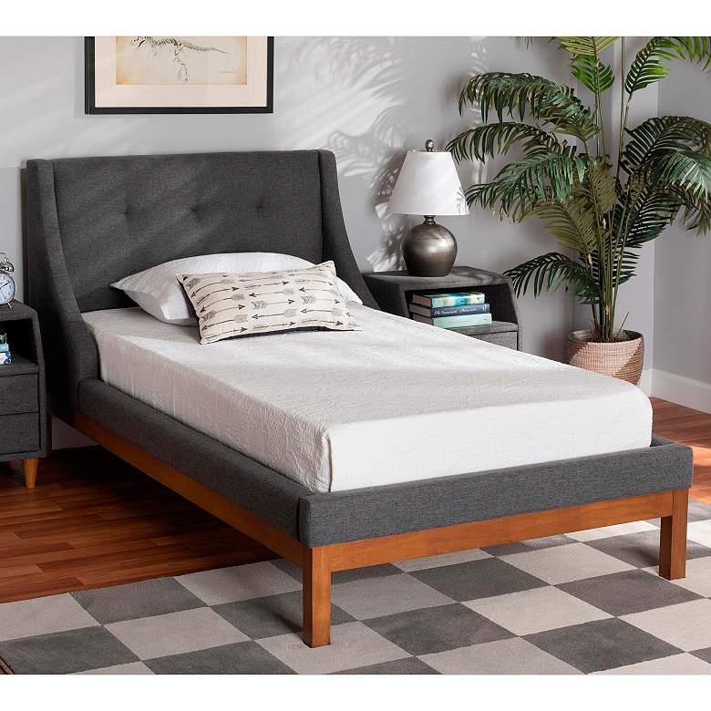 Image 1 Louvain Dark Gray Fabric 3-Piece Twin Size Bedroom Set