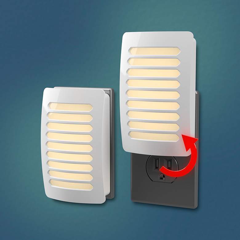 Image 3 Louver DecoPlug 4 1/2 inch High Aged White LED Night Light more views