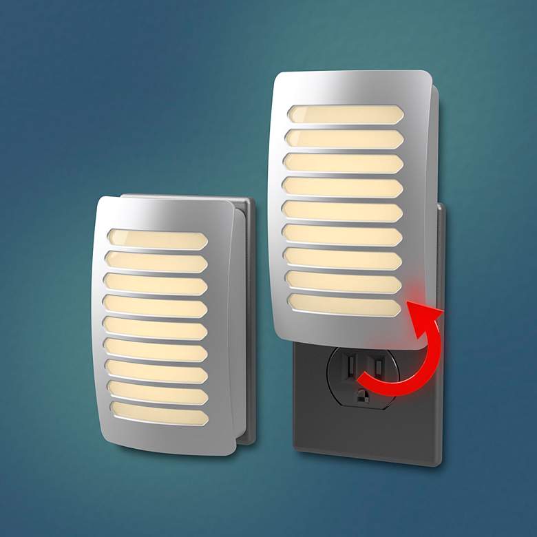 Image 3 Louver DecoPlug 4 1/2" High Nickel LED Night Light more views