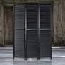 Louvertie 47" Wide Black Wood 3-Panel Screen/Room Divider
