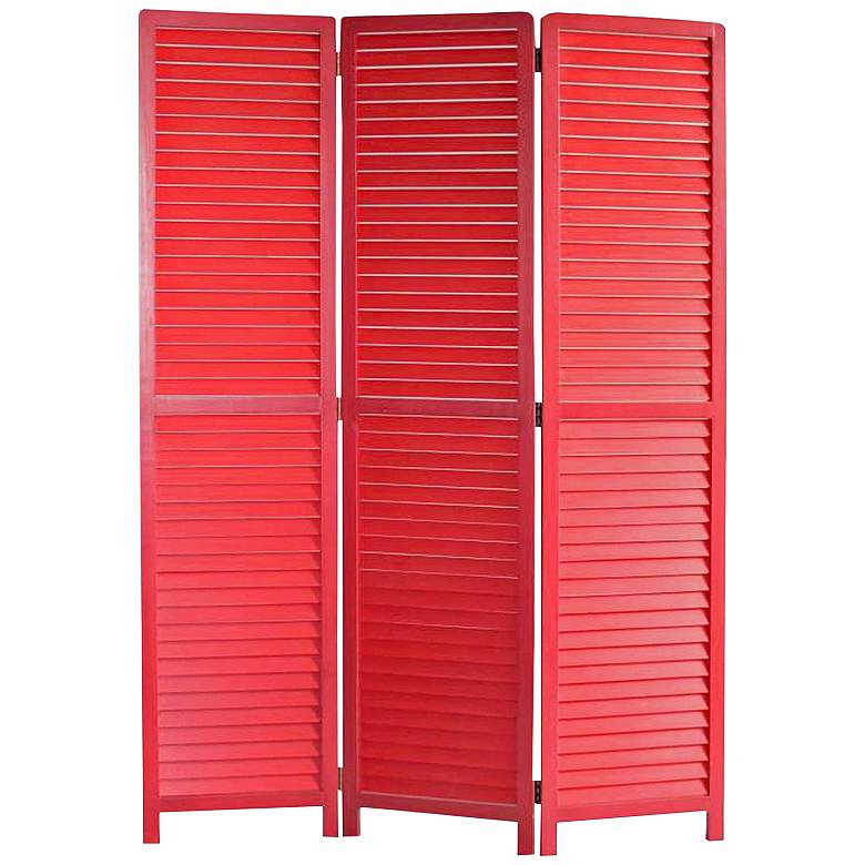 Image 2 Louvertie 47" Wide Red Wood 3-Panel Screen/Room Divider