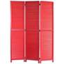 Louvertie 47" Wide Red Wood 3-Panel Screen/Room Divider