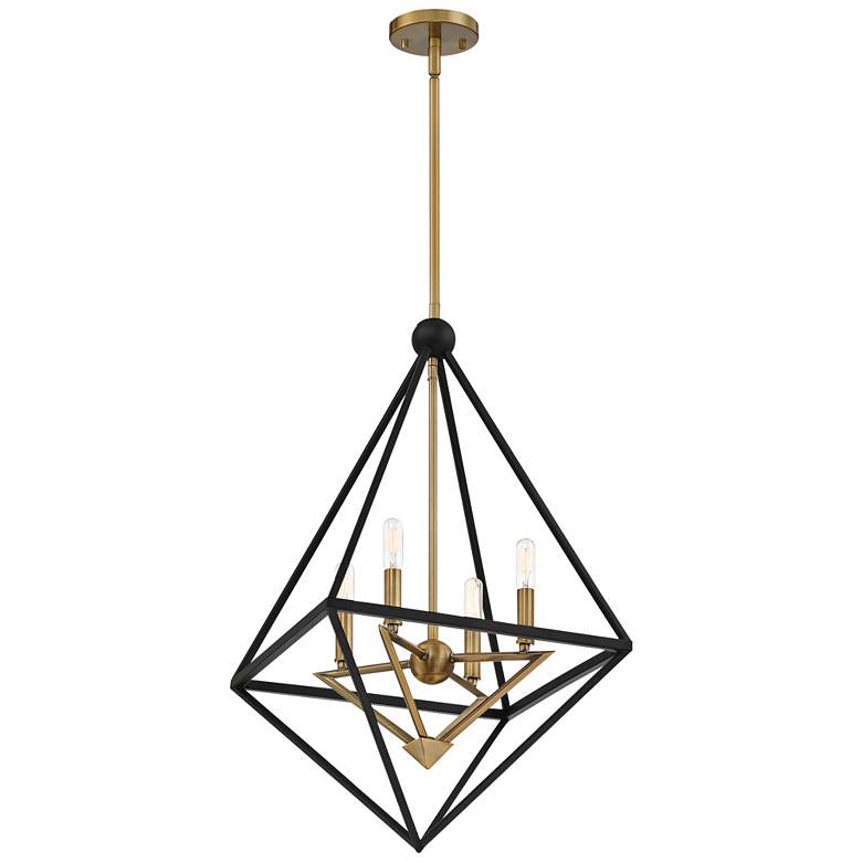 Image 4 Louvre 22 1/2 inch Wide Bronze and Brass 4-Light Foyer Pendant more views