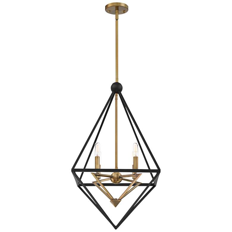Louvre 22 1/2&quot; Wide Bronze and Brass 4-Light Foyer Pendant more views