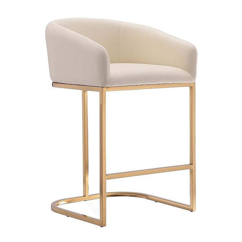 Image 1 Louvre 36" Cream & Titanium Gold Stainless Steel Counter Height Ba