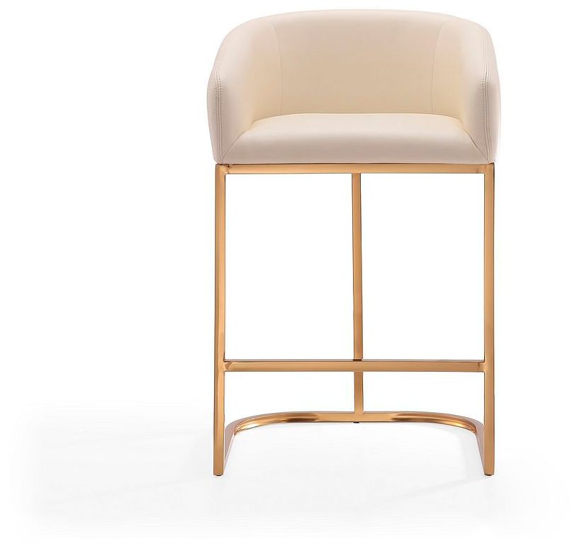 Image 4 Louvre 36" Cream & Titanium Gold Stainless Steel Counter Height Ba more views