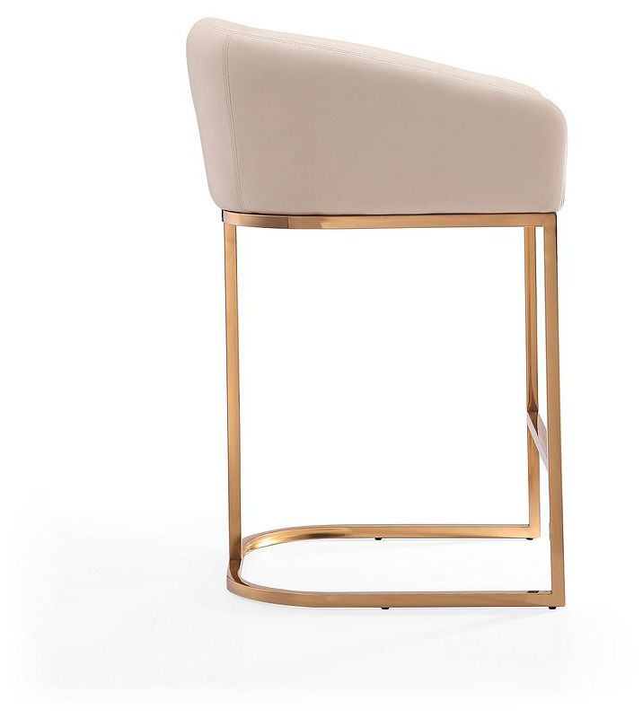 Image 6 Louvre 36" Cream & Titanium Gold Stainless Steel Counter Height Ba more views