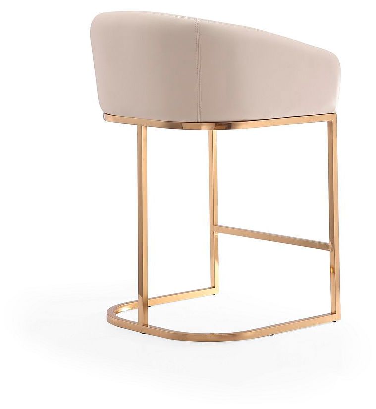 Image 7 Louvre 36" Cream & Titanium Gold Stainless Steel Counter Height Ba more views