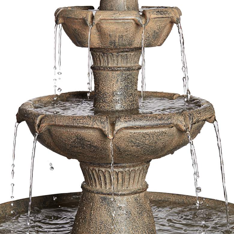Louvre 44 inch High Gray 3-Tier LED Outdoor Floor Water Fountain more views