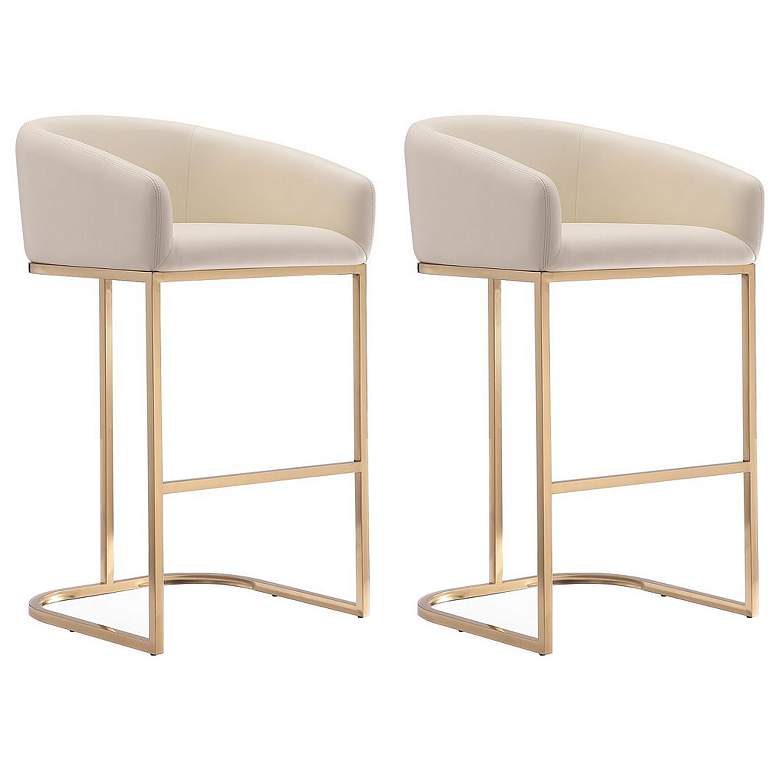 Image 1 Louvre Barstool in Cream and Titanium Gold (Set of 2)