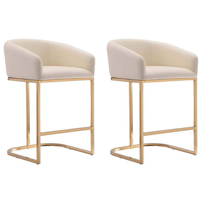 Image 1 Louvre Counter Stool in Cream and Titanium Gold (Set of 2)