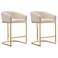 Louvre Counter Stool in Cream and Titanium Gold (Set of 2)
