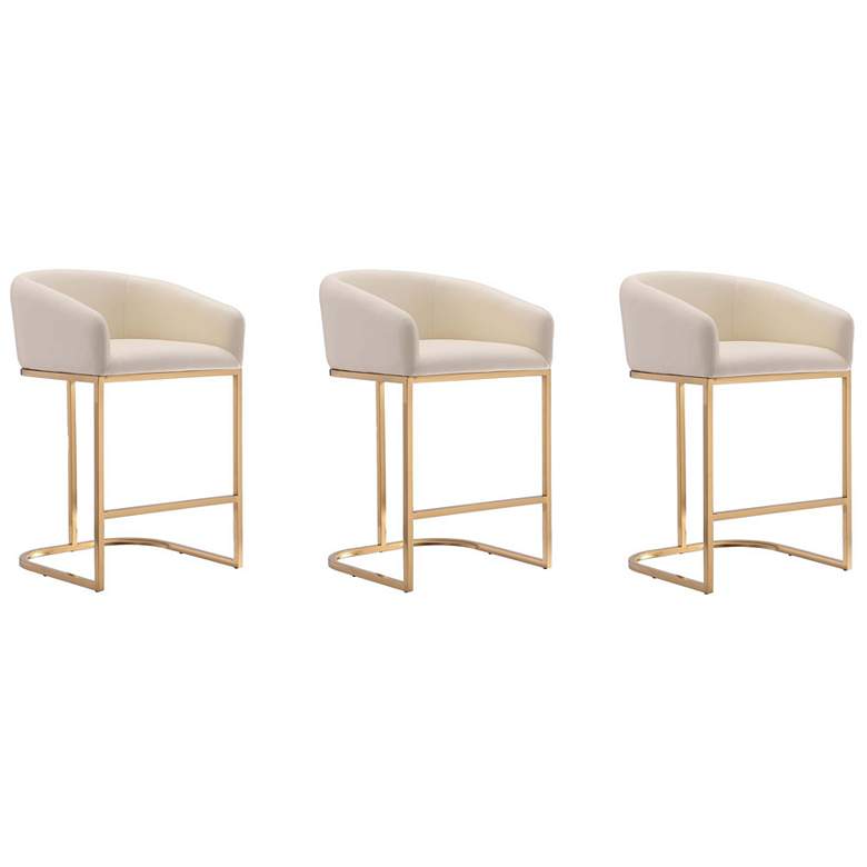 Image 1 Louvre Counter Stool in Cream and Titanium Gold (Set of 3)