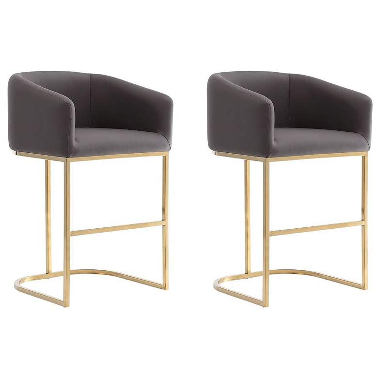 Image 1 Louvre Counter Stool in Grey and Titanium Gold (Set of 2)