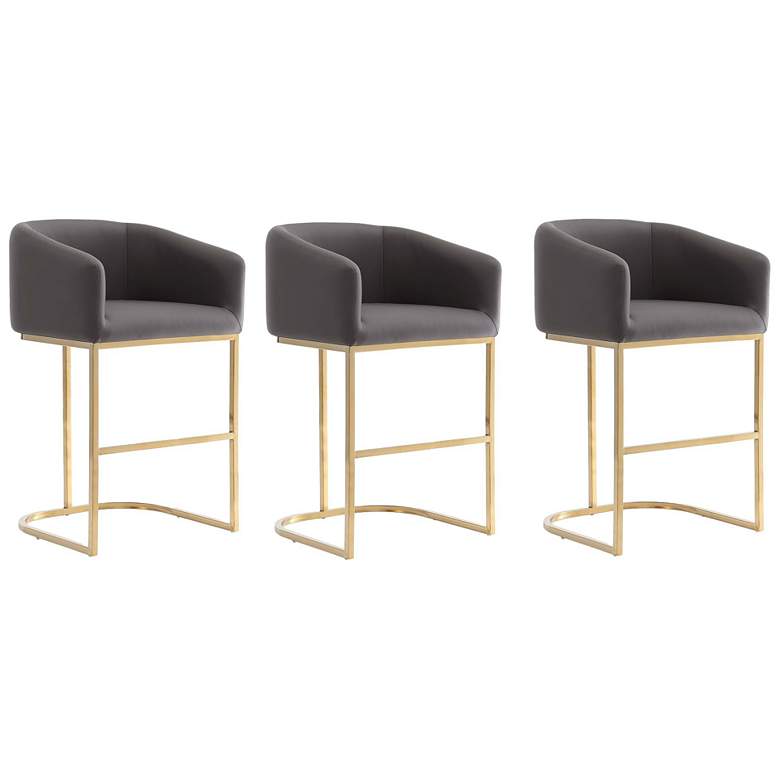 Image 1 Louvre Counter Stool in Grey and Titanium Gold (Set of 3)